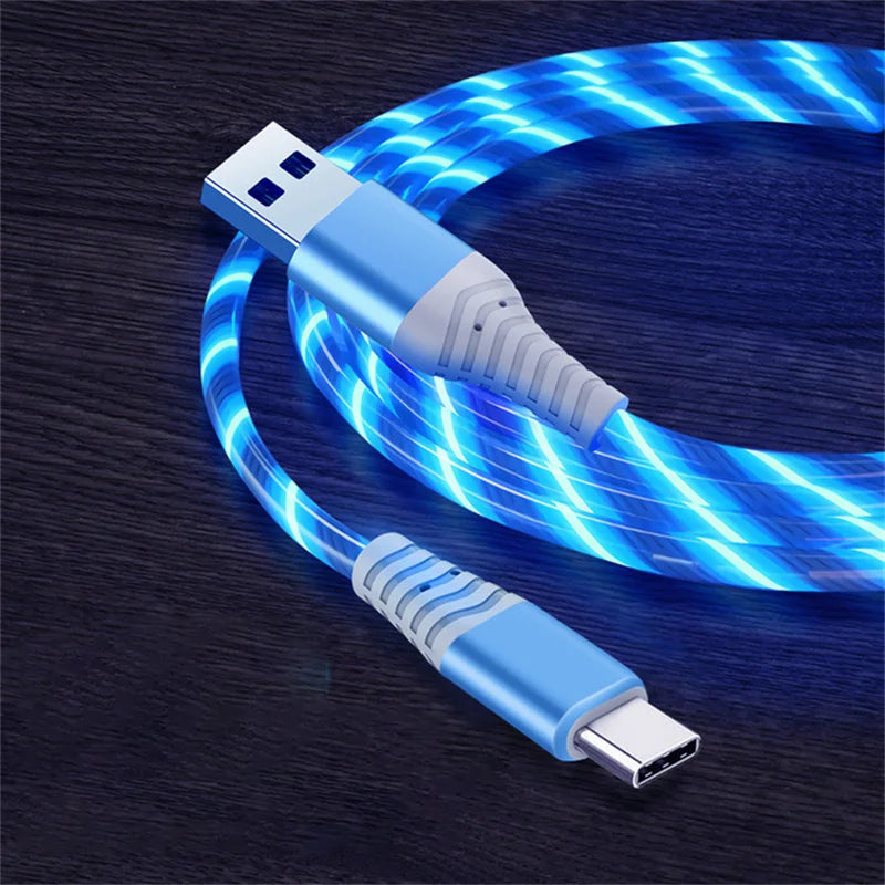 LED Glow Fast Charging Cable – USB-C, Micro USB & iPhone, 3A