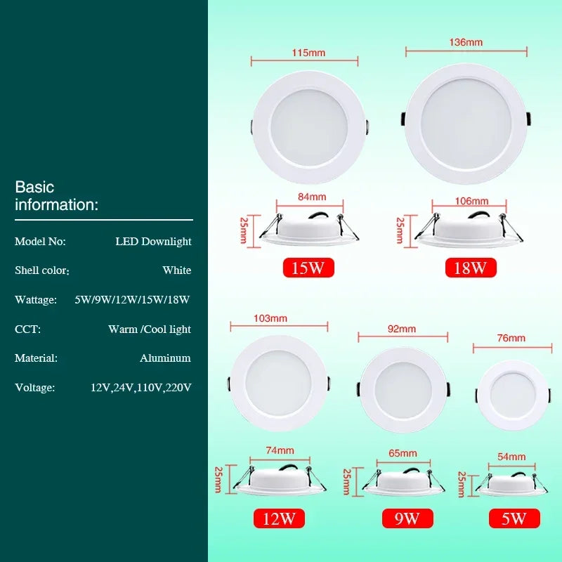LED Downlight 10-Pack - White Recessed Ceiling Lights