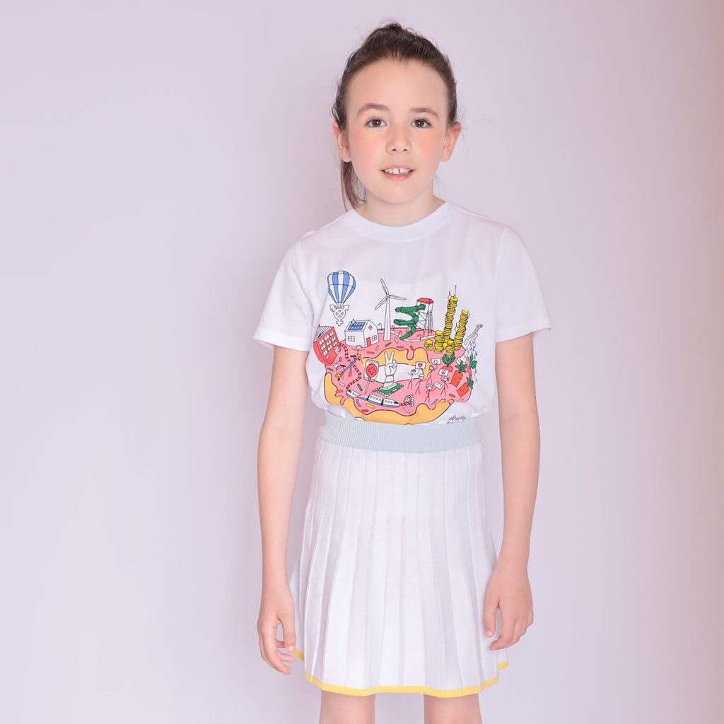 Girls Organic Cotton Tennis Skirt – A-Line Pleated, Elastic Waist | Sizes 2–12 Years