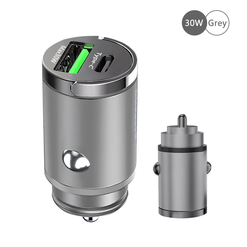 Mini Car Charger – 30W / 100W Fast Charging USB-C & USB-A