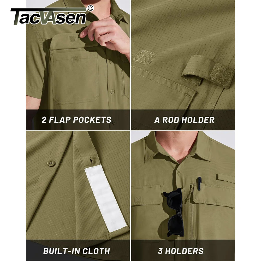 TACVASEN UPF 50+ Short Sleeve Fishing & Hiking Shirt