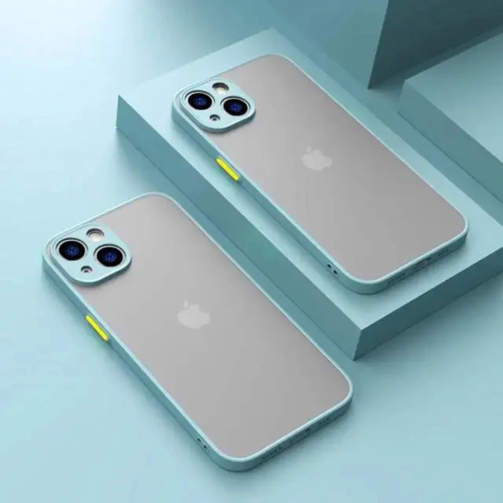 Shockproof Armor Matte iPhone Case – Silicone Bumper & Clear PC Back
