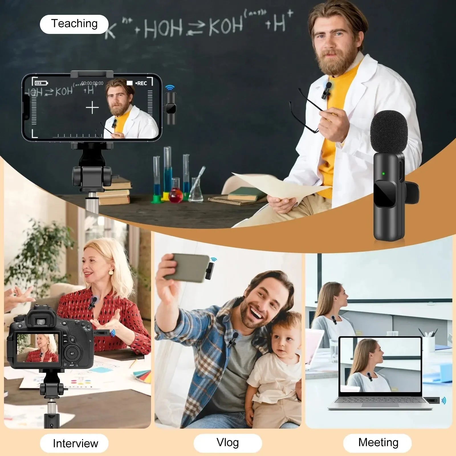 Wireless Lavalier Microphone – Clip-On Lav Mic for iPhone, Android & USB-C