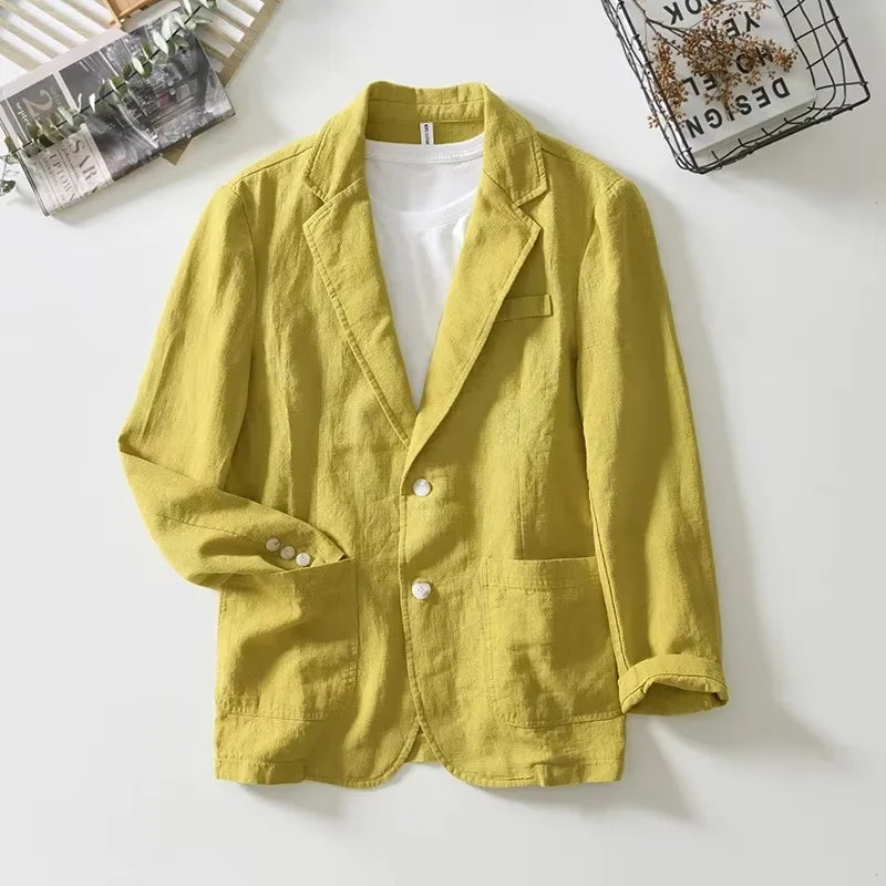 Men's Linen Blazer - Lightweight Summer Business Jacket