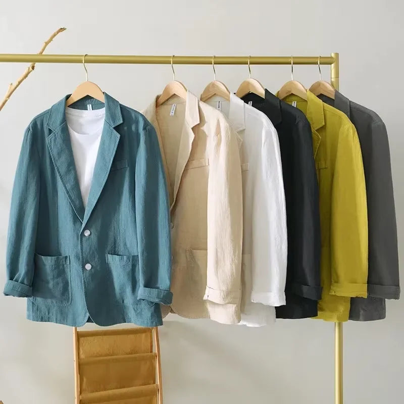 Men's Linen Blazer - Lightweight Summer Business Jacket