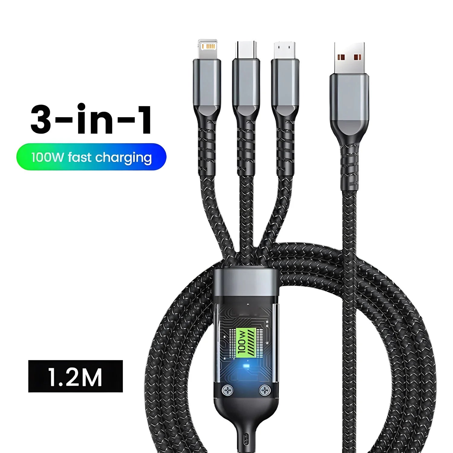 3-in-1 Luminous Fast Charging Cable - Universal