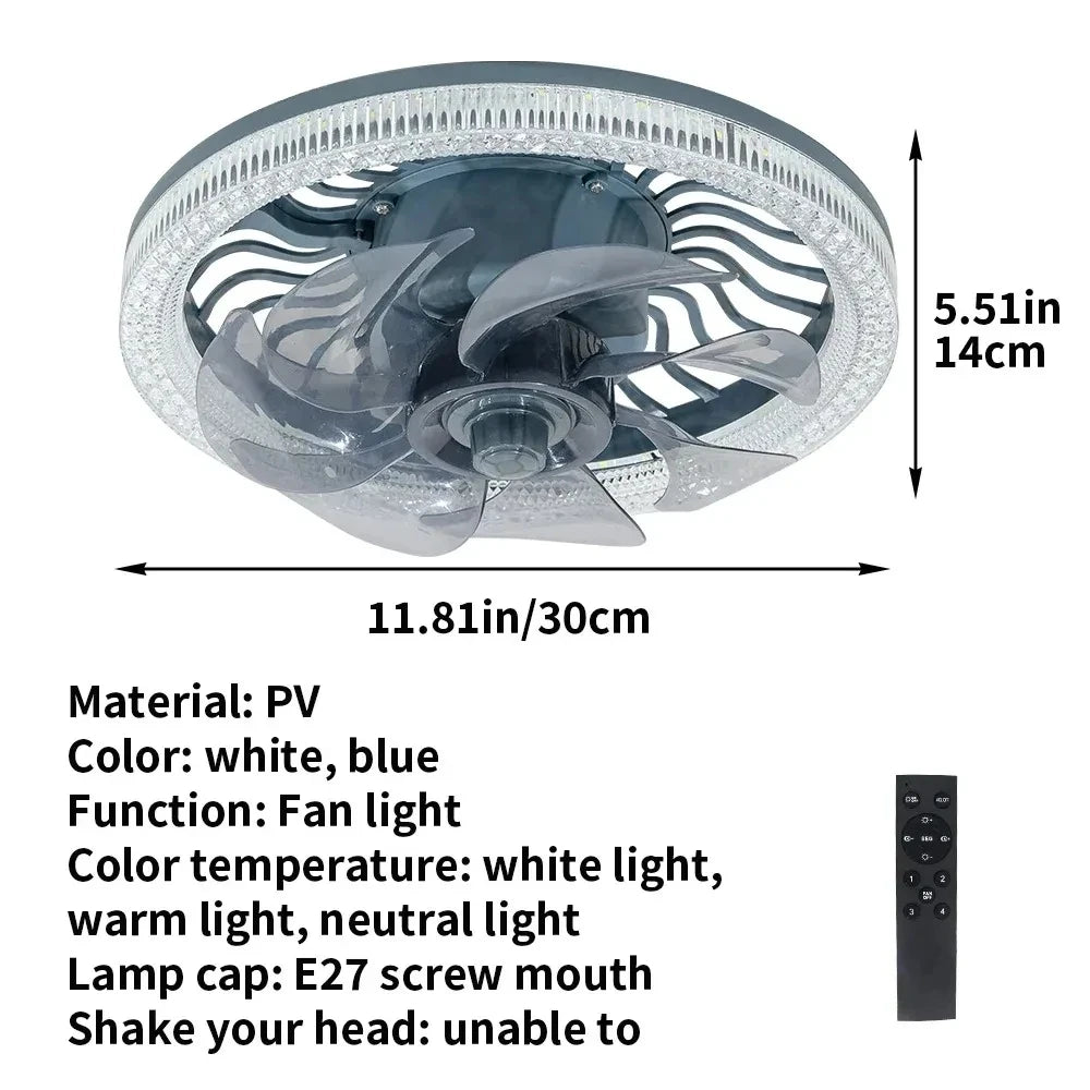 52cm LED Ceiling Fan with Light - 40W E27 Remote Control