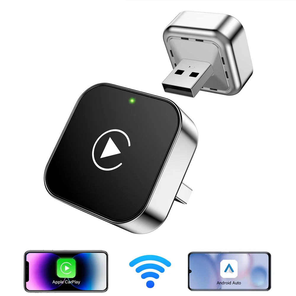 Wireless CarPlay & Android Auto Adapter – 2-in-1 Plug & Play Smart Box