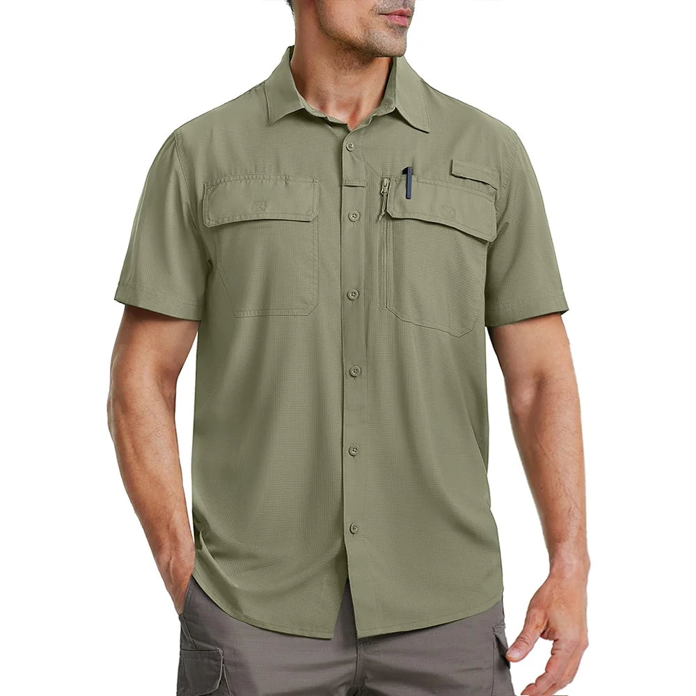 TACVASEN UPF 50+ Short Sleeve Fishing & Hiking Shirt
