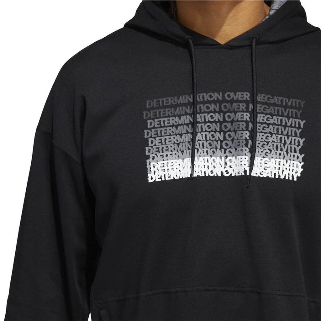 Adidas Men’s Hoodie – Classic Black Cotton-Blend Sweatshirt