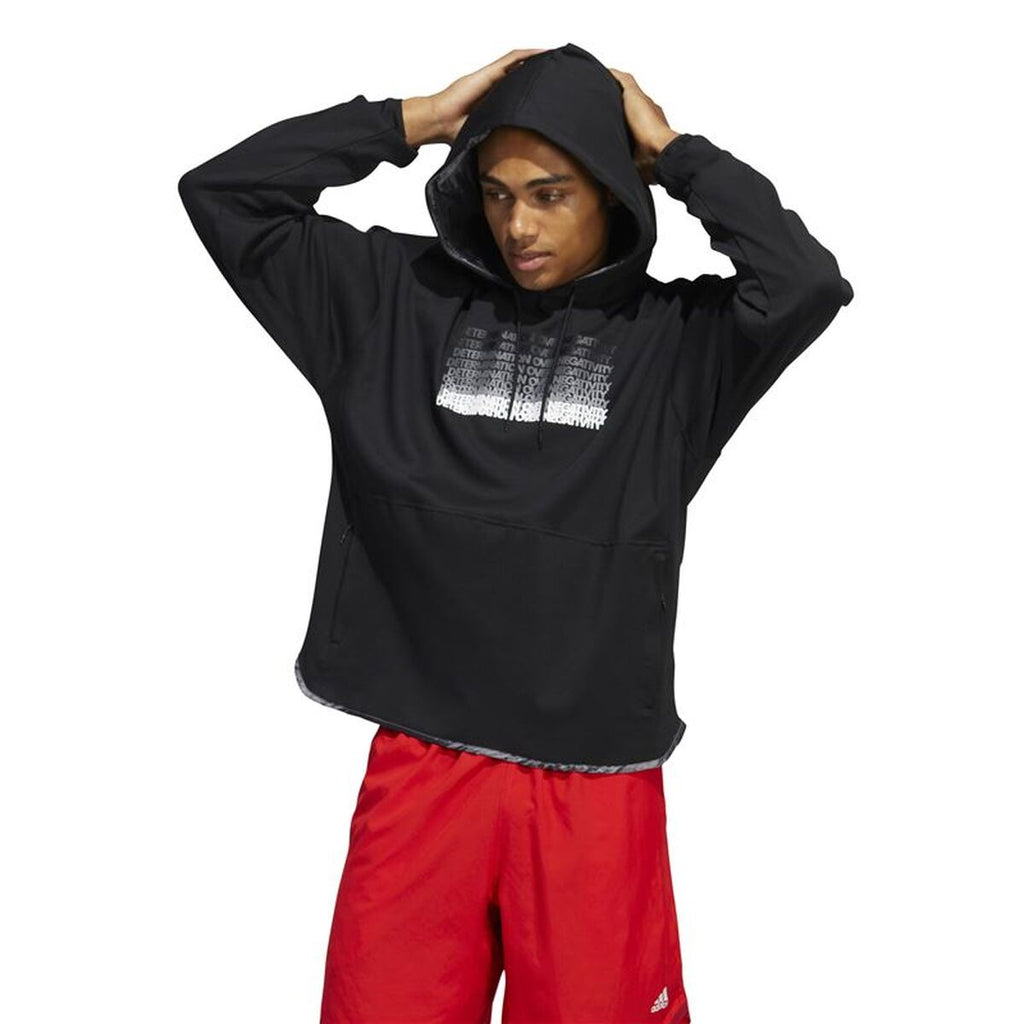 Adidas Men’s Hoodie – Classic Black Cotton-Blend Sweatshirt