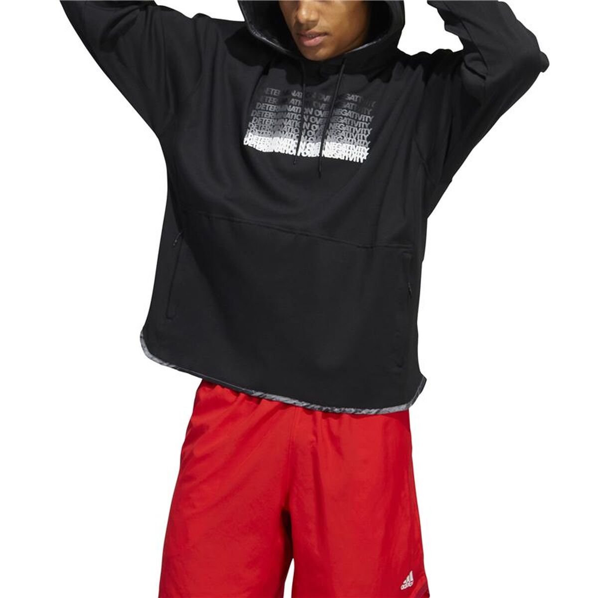 Adidas Men’s Hoodie – Classic Black Cotton-Blend Sweatshirt