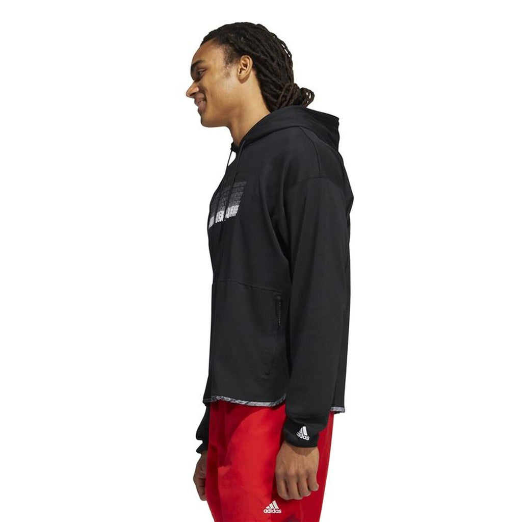 Adidas Men’s Hoodie – Classic Black Cotton-Blend Sweatshirt