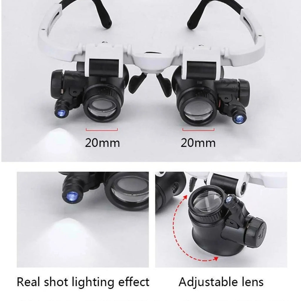 LED Head Magnifier Loupe – 8X 15X 23X Hands-Free Magnifying Glass for Jewelry & Watch Repair