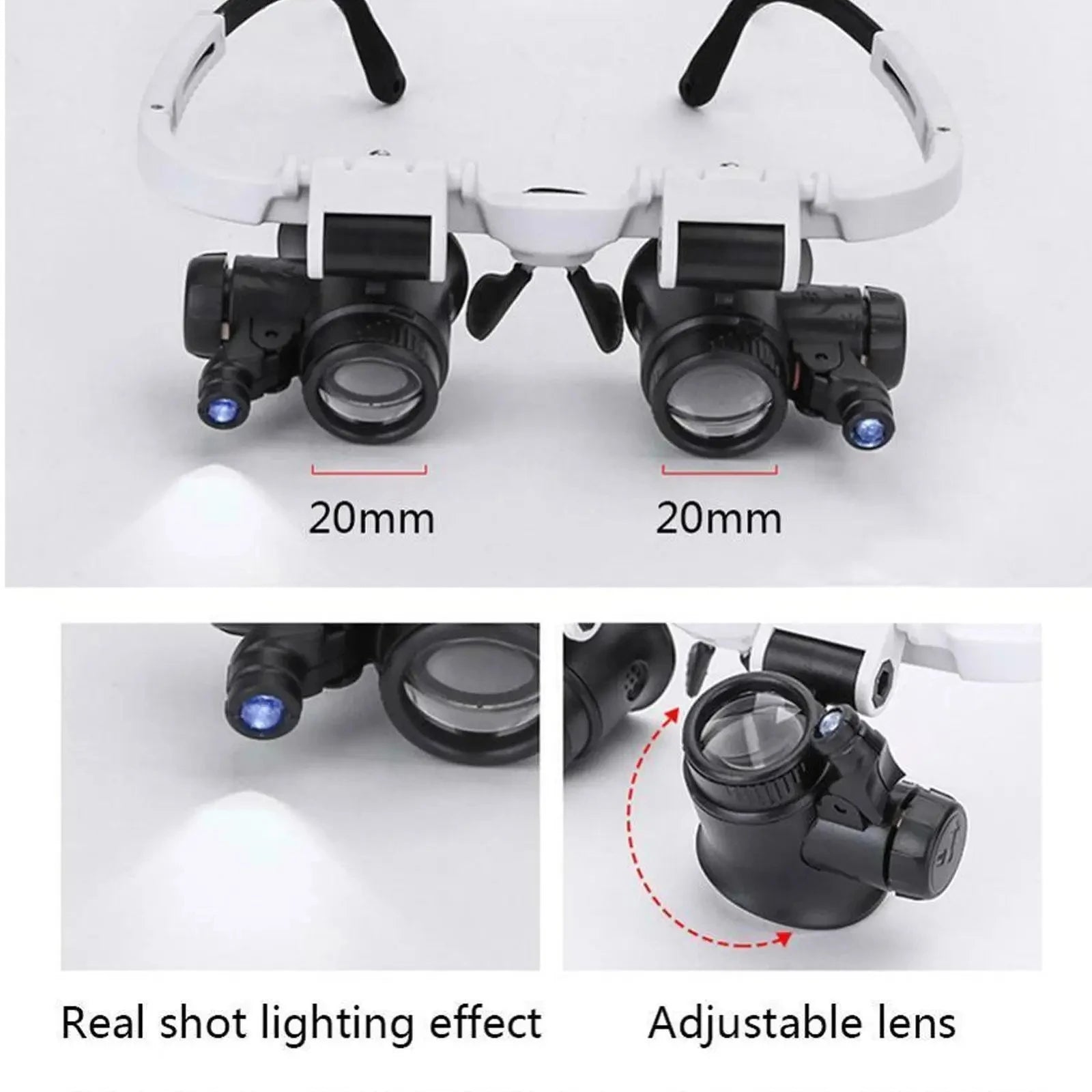 LED Head Magnifier Loupe – 8X 15X 23X Hands-Free Magnifying Glass for Jewelry & Watch Repair