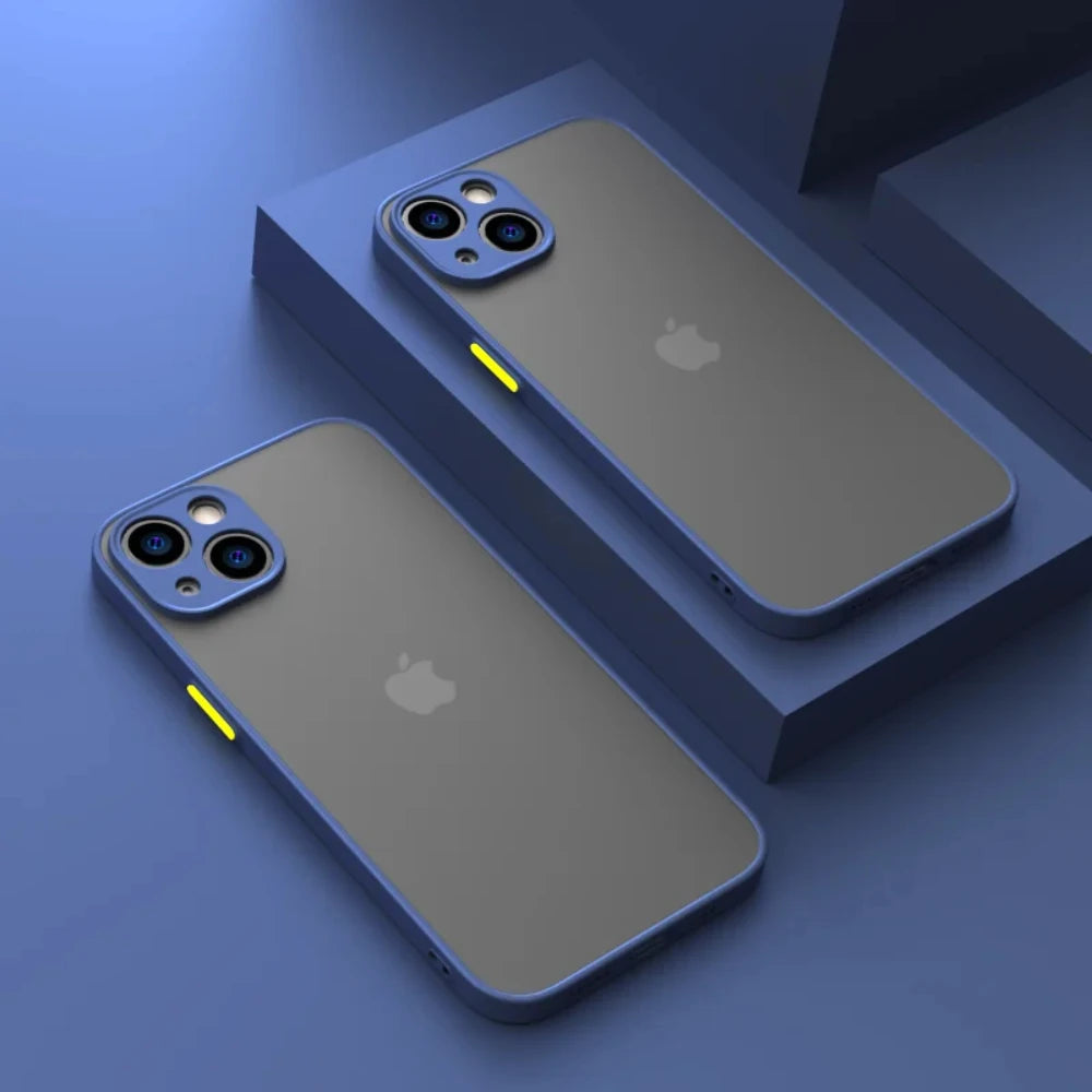 Shockproof Armor Matte iPhone Case – Silicone Bumper & Clear PC Back