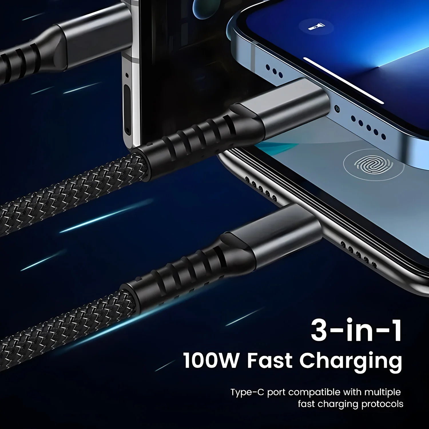 3-in-1 Luminous Fast Charging Cable - Universal