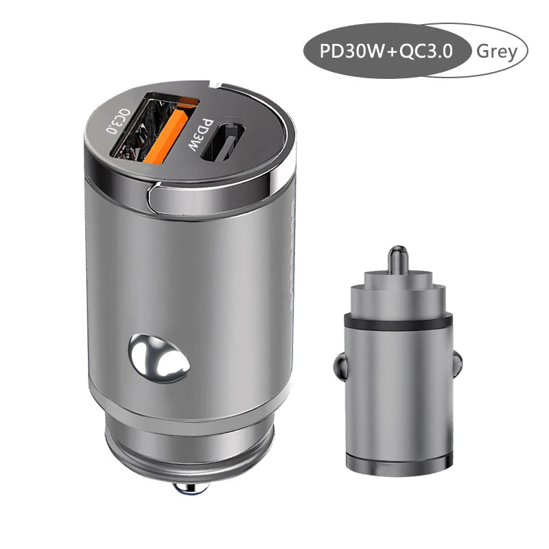Mini Car Charger – 30W / 100W Fast Charging USB-C & USB-A