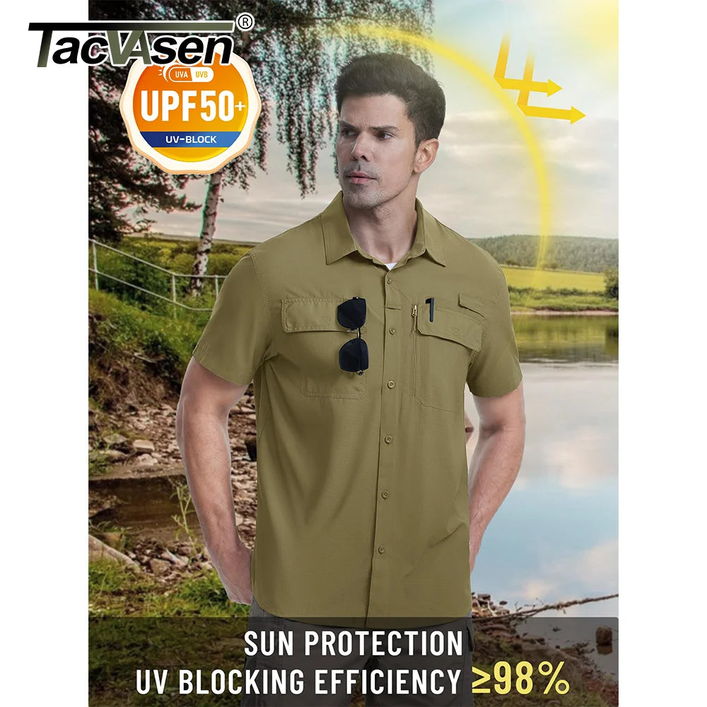 TACVASEN UPF 50+ Short Sleeve Fishing & Hiking Shirt