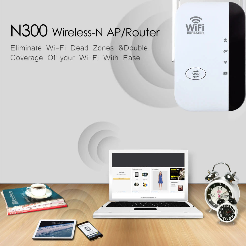 WiFi Range Extender 300Mbps – Wireless Signal Booster & Repeater