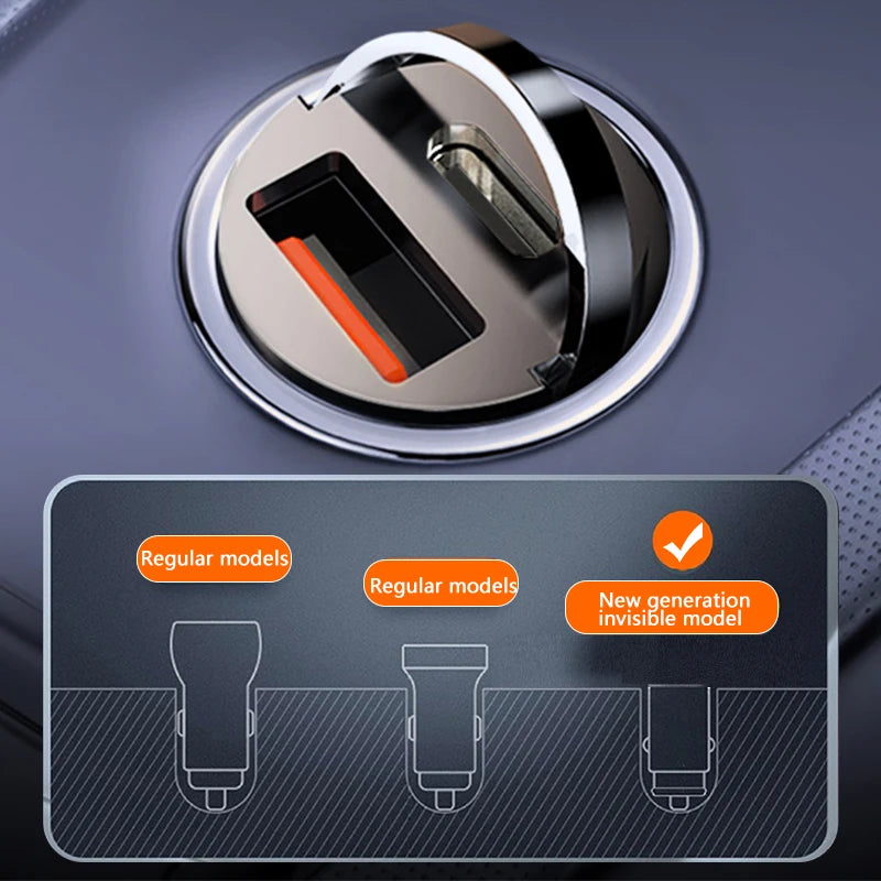 Mini Car Charger – 30W / 100W Fast Charging USB-C & USB-A