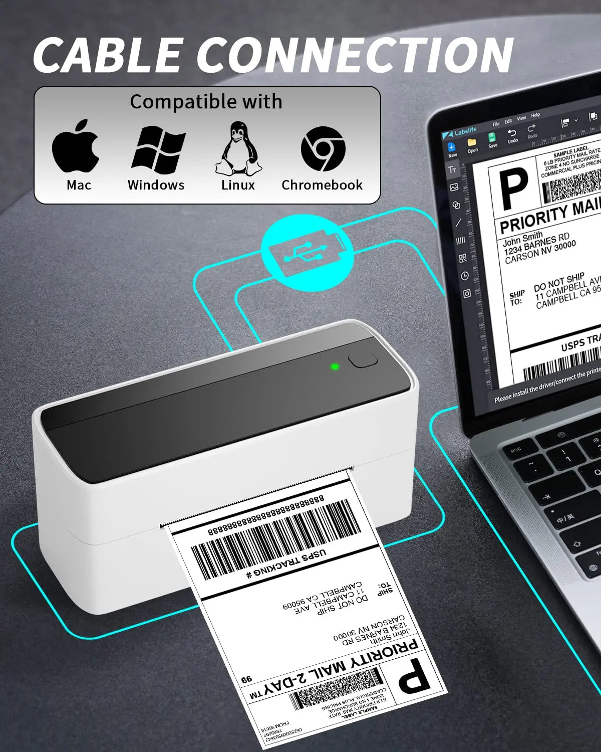 Phomemo 241 Portable Thermal Label Printer – Wireless Bluetooth for iOS & Android
