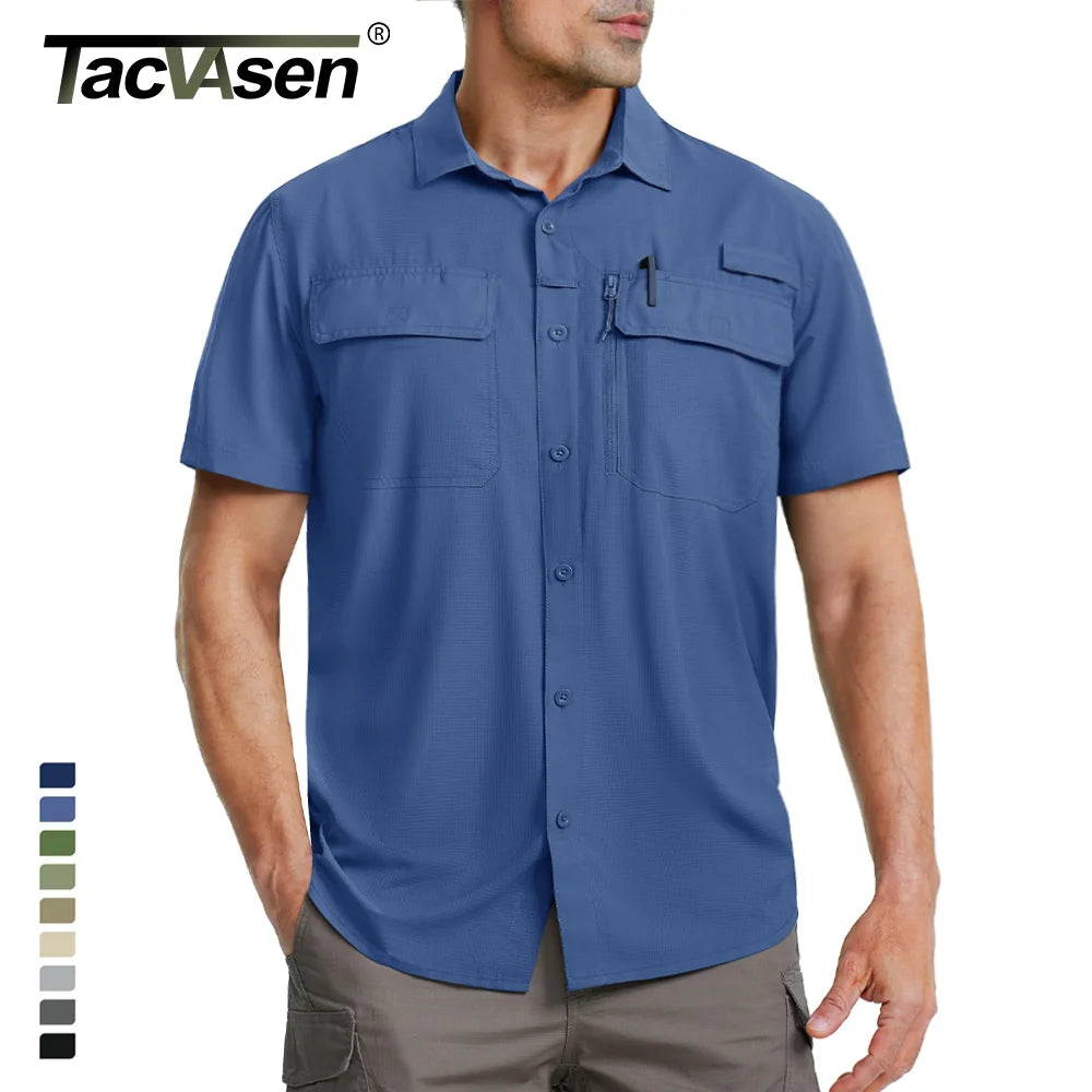 TACVASEN UPF 50+ Short Sleeve Fishing & Hiking Shirt