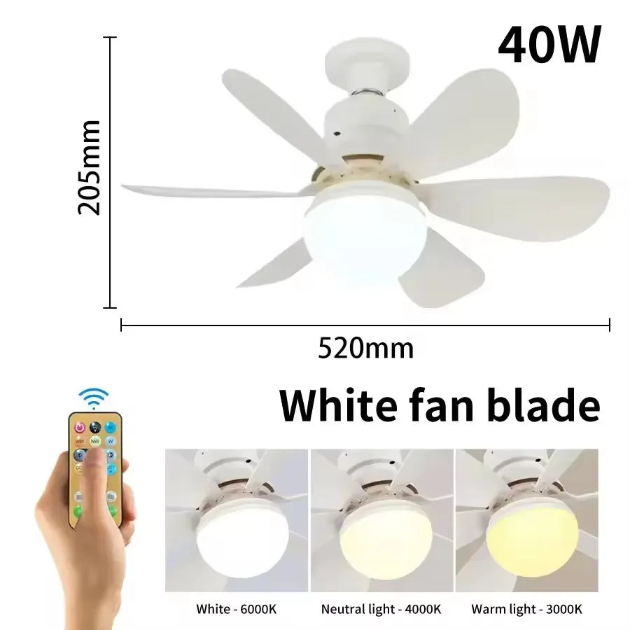 52cm LED Ceiling Fan with Light - 40W E27 Remote Control