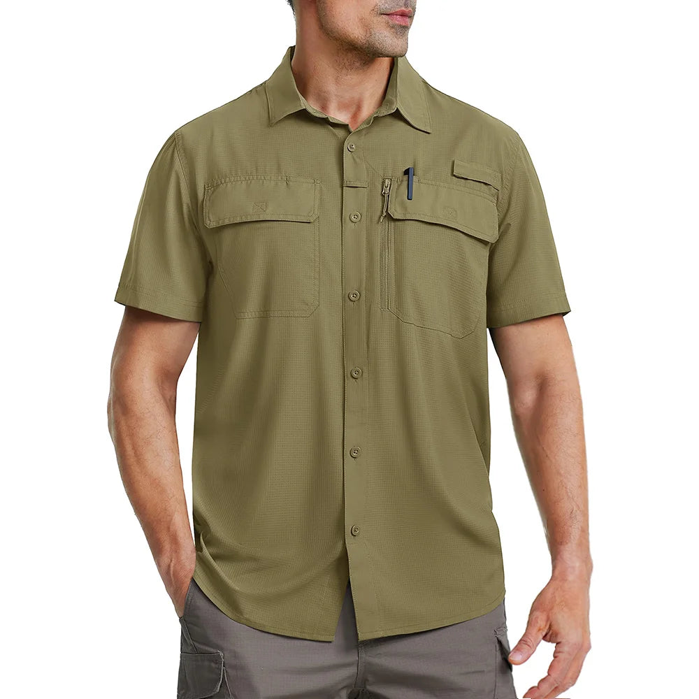 TACVASEN UPF 50+ Short Sleeve Fishing & Hiking Shirt