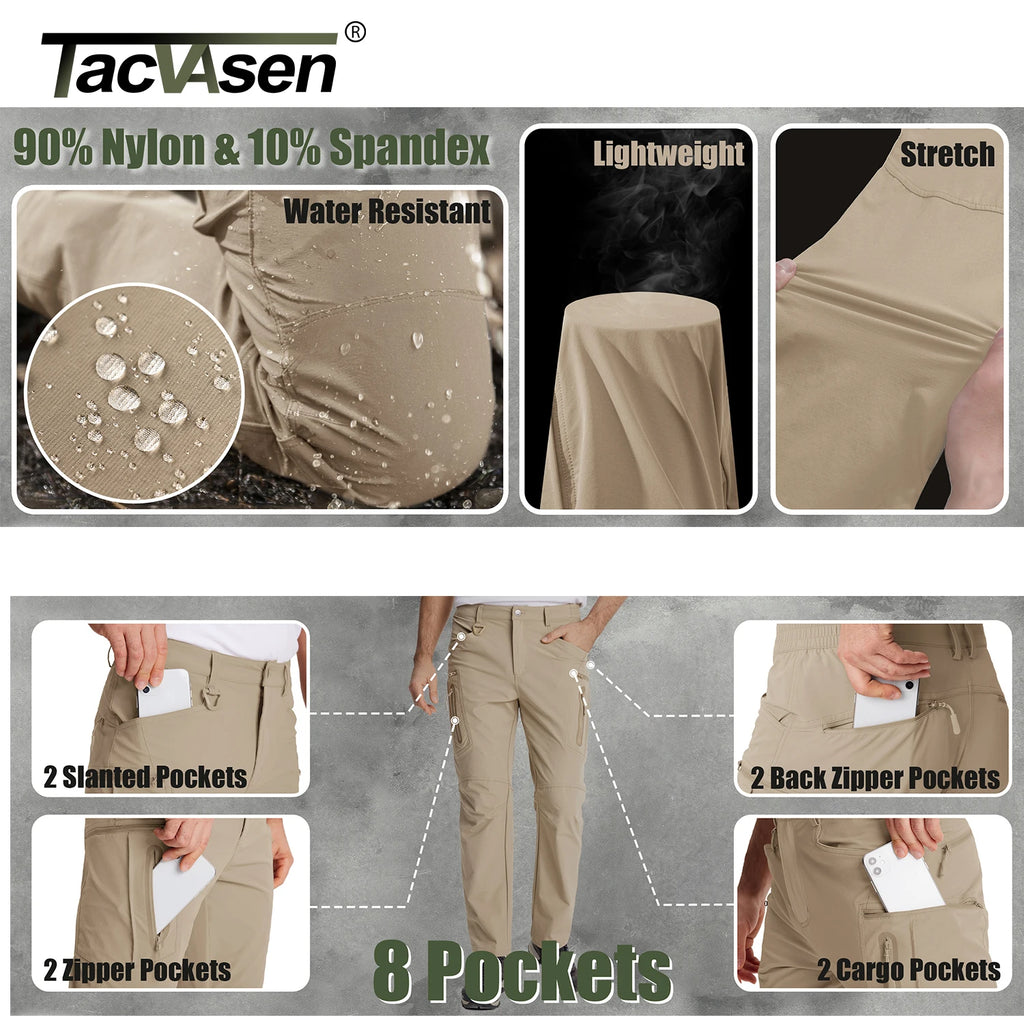 TACVASEN Men’s Quick-Dry Fishing & Hiking Cargo Pants – Lightweight Outdoor Trousers