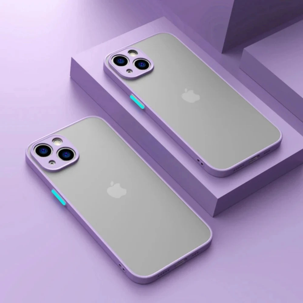 Shockproof Armor Matte iPhone Case – Silicone Bumper & Clear PC Back
