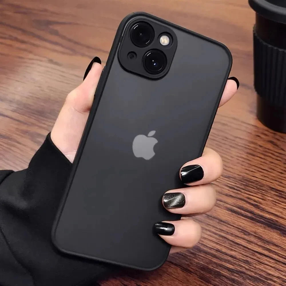 Shockproof Armor Matte iPhone Case – Silicone Bumper & Clear PC Back