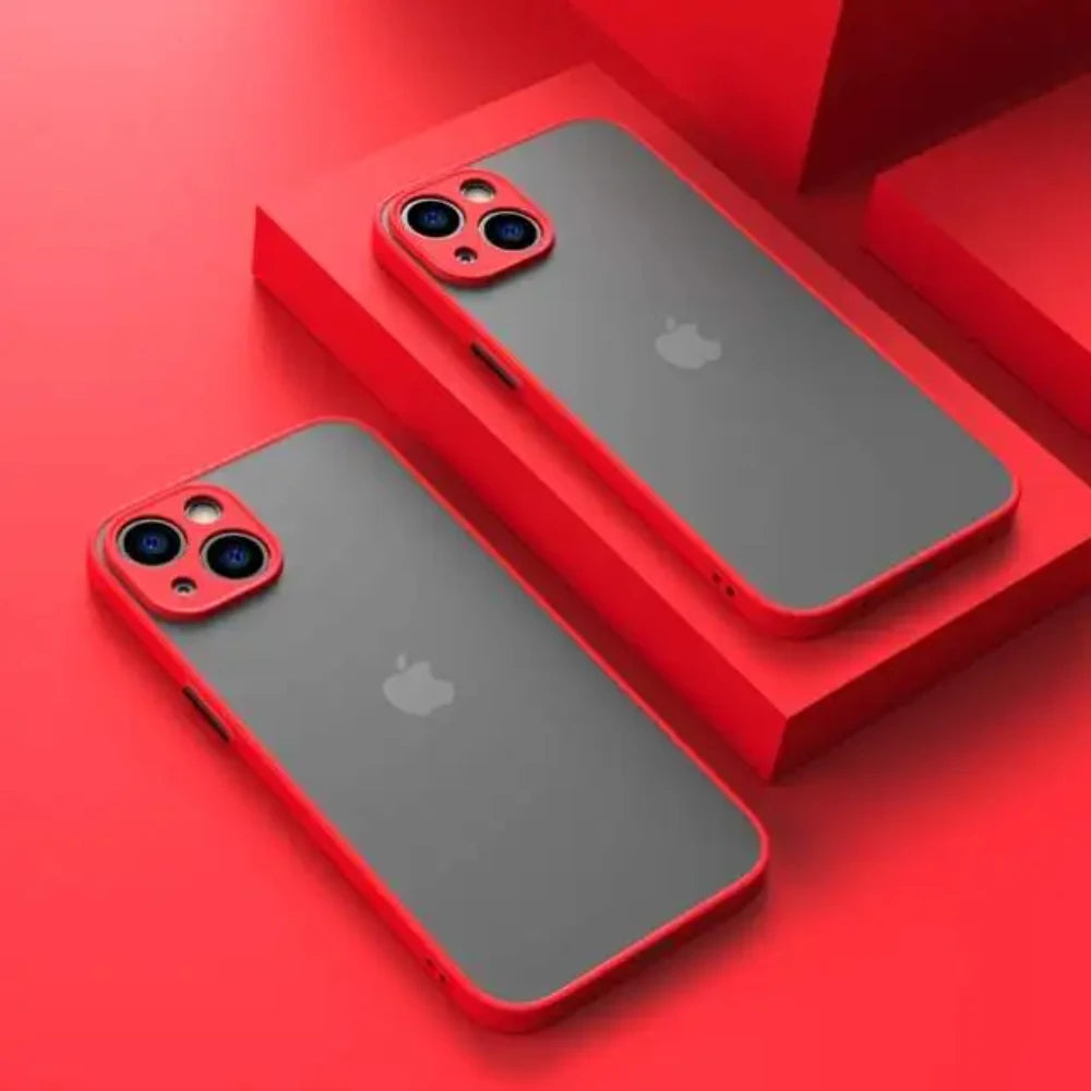 Shockproof Armor Matte iPhone Case – Silicone Bumper & Clear PC Back