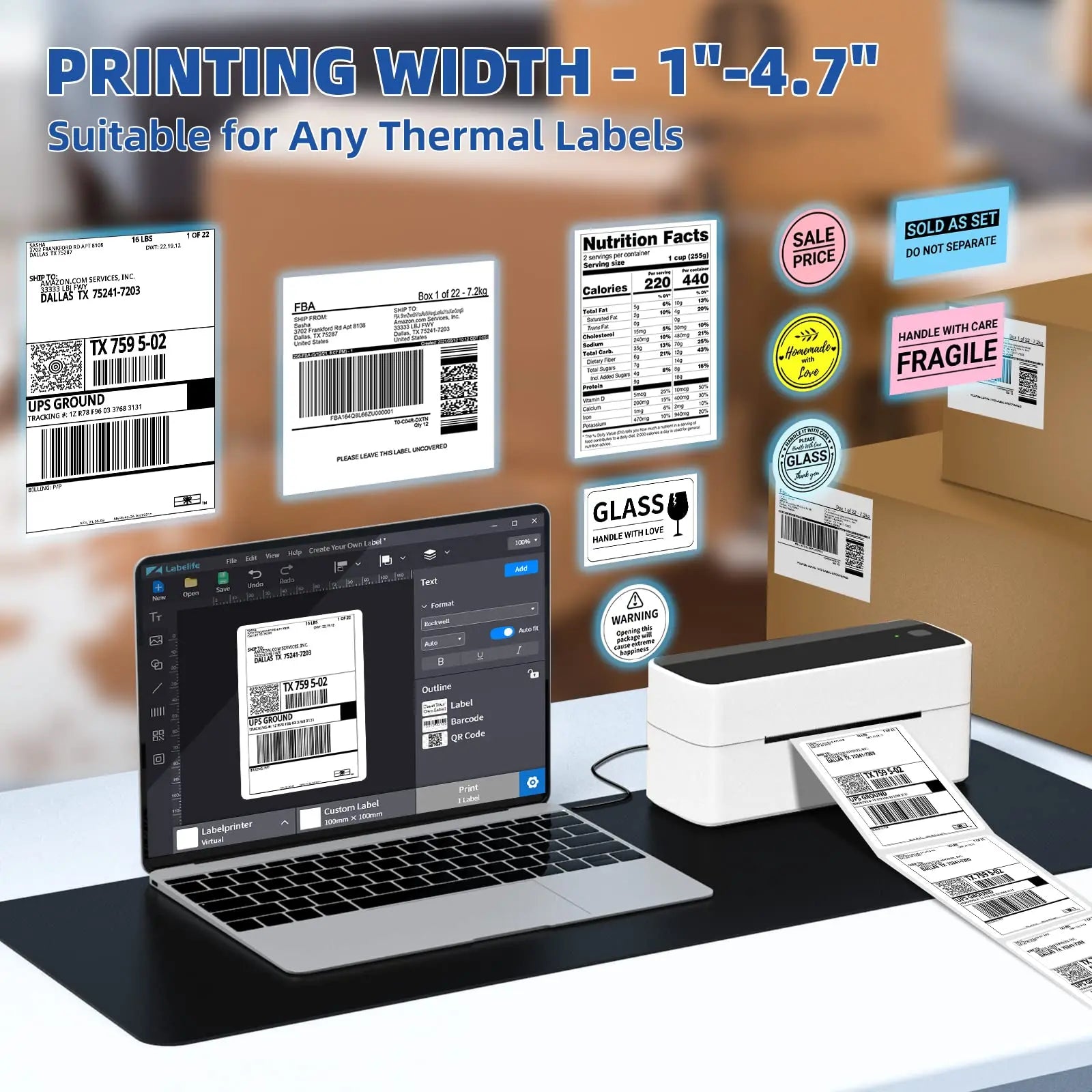 Phomemo 241 Portable Thermal Label Printer – Wireless Bluetooth for iOS & Android