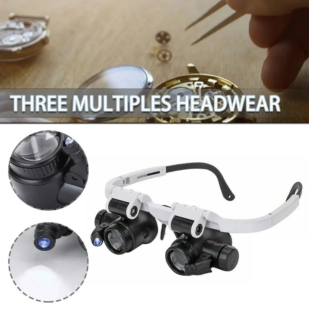 LED Head Magnifier Loupe – 8X 15X 23X Hands-Free Magnifying Glass for Jewelry & Watch Repair