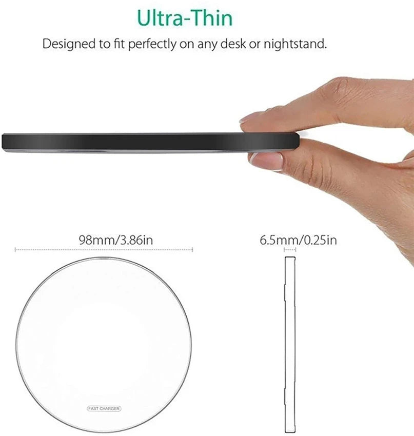 Fast Wireless Charger Pad – Qi Charging Station for iPhone & Samsung