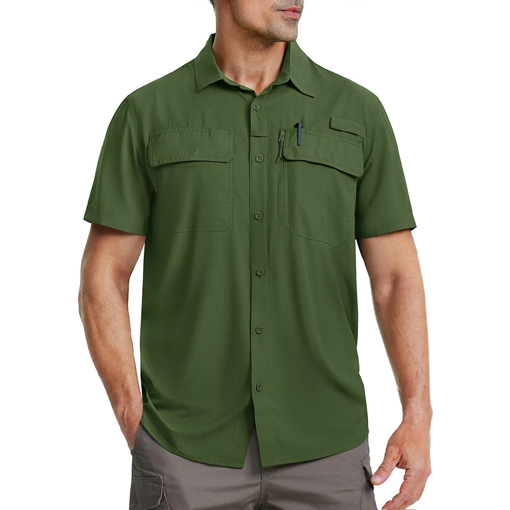 TACVASEN UPF 50+ Short Sleeve Fishing & Hiking Shirt