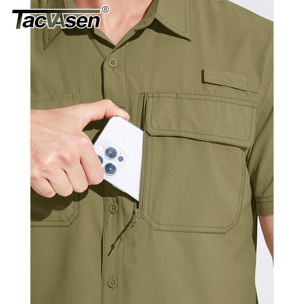 TACVASEN UPF 50+ Short Sleeve Fishing & Hiking Shirt