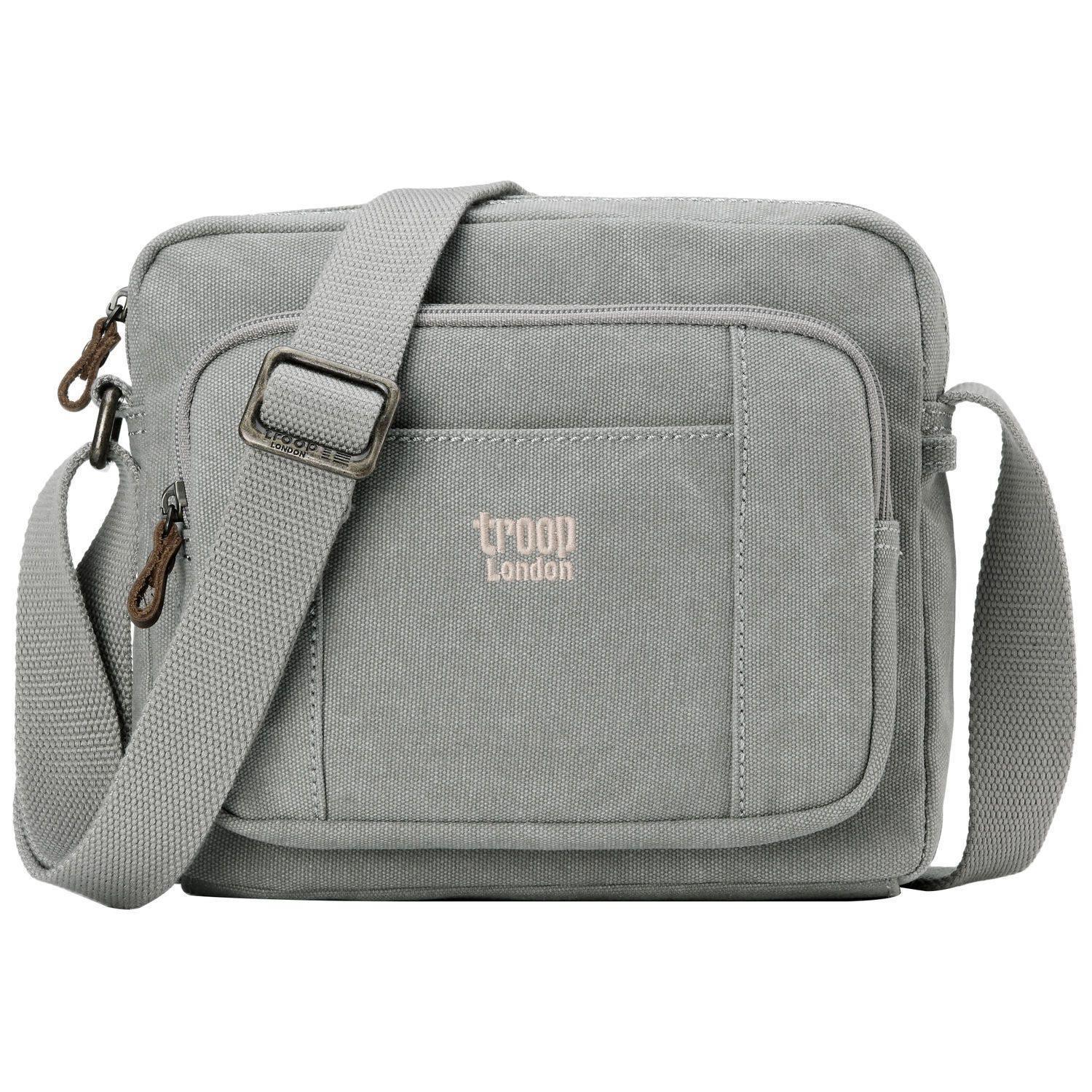Troop London Classic Canvas Crossbody Bag | Leather Trim | TRP0235