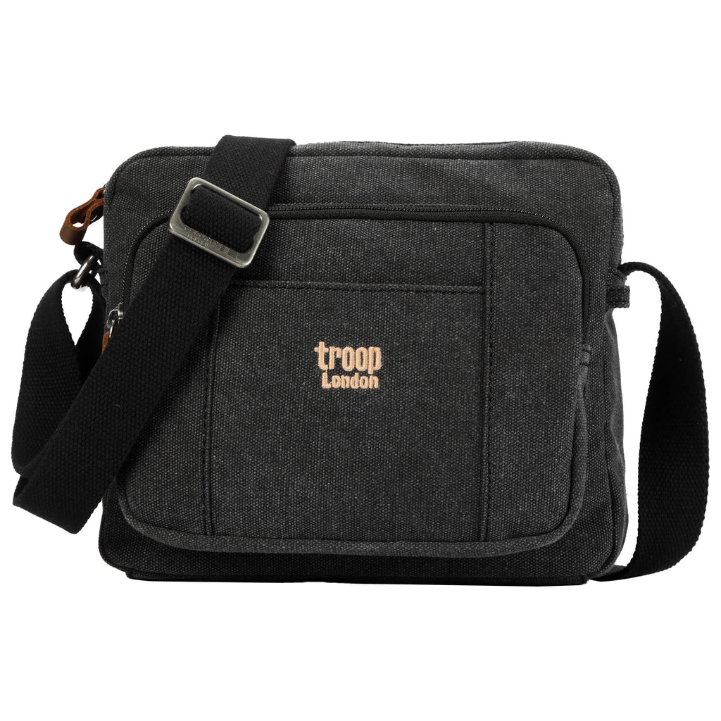 Troop London Classic Canvas Crossbody Bag | Leather Trim | TRP0235