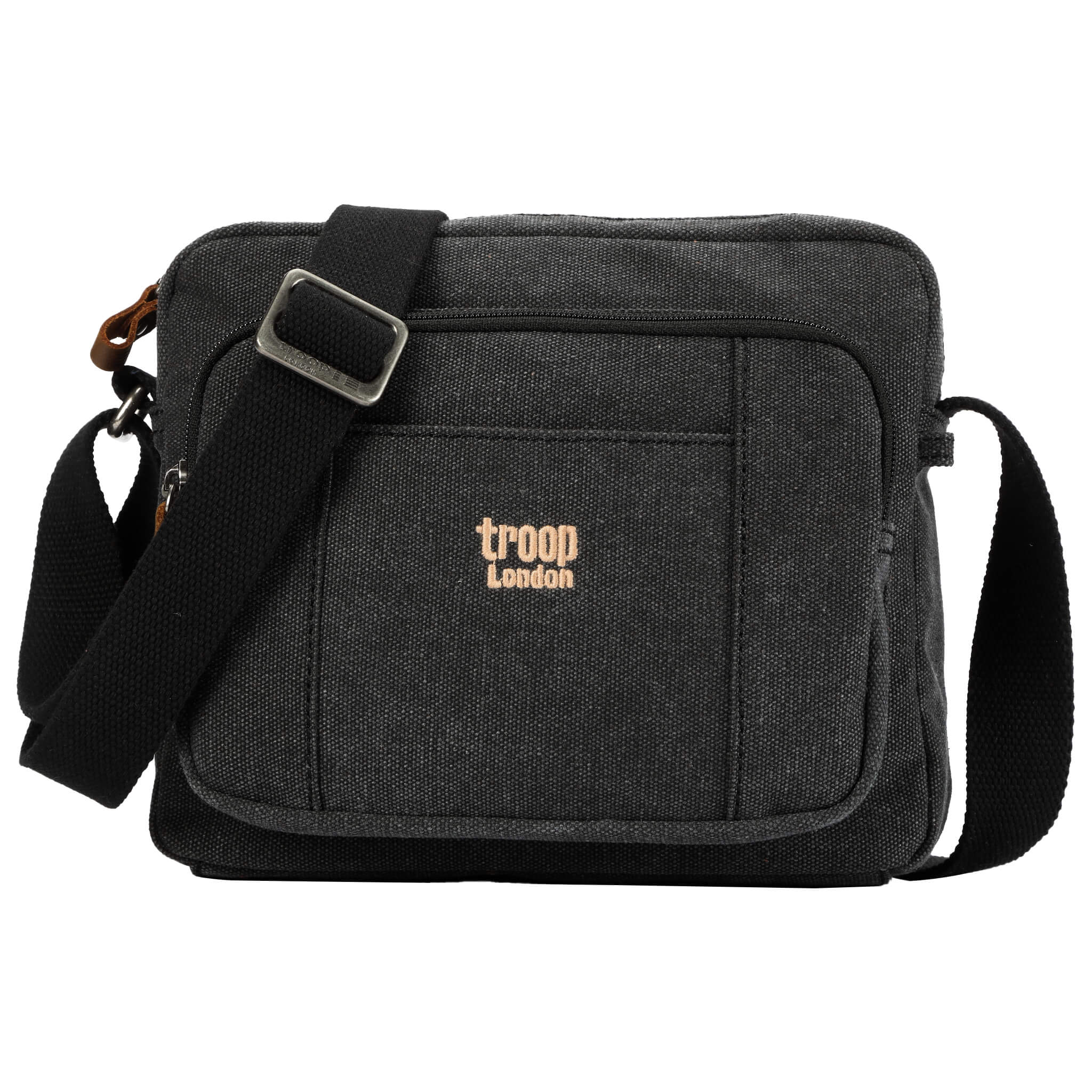Troop London Classic Canvas Crossbody Bag | Leather Trim | TRP0235