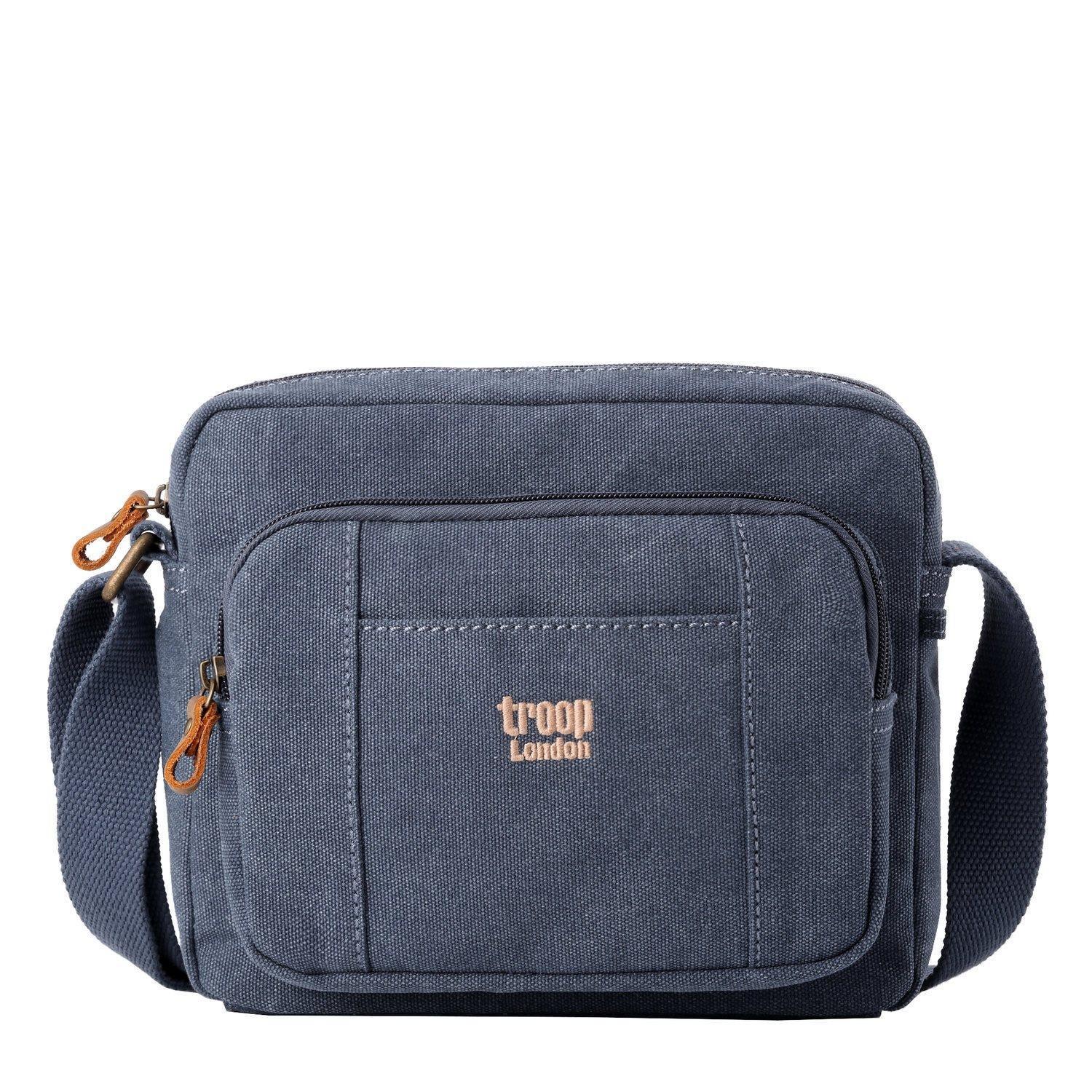 Troop London Classic Canvas Crossbody Bag | Leather Trim | TRP0235