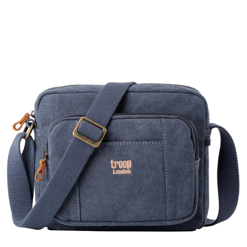 Troop London Classic Canvas Crossbody Bag | Leather Trim | TRP0235