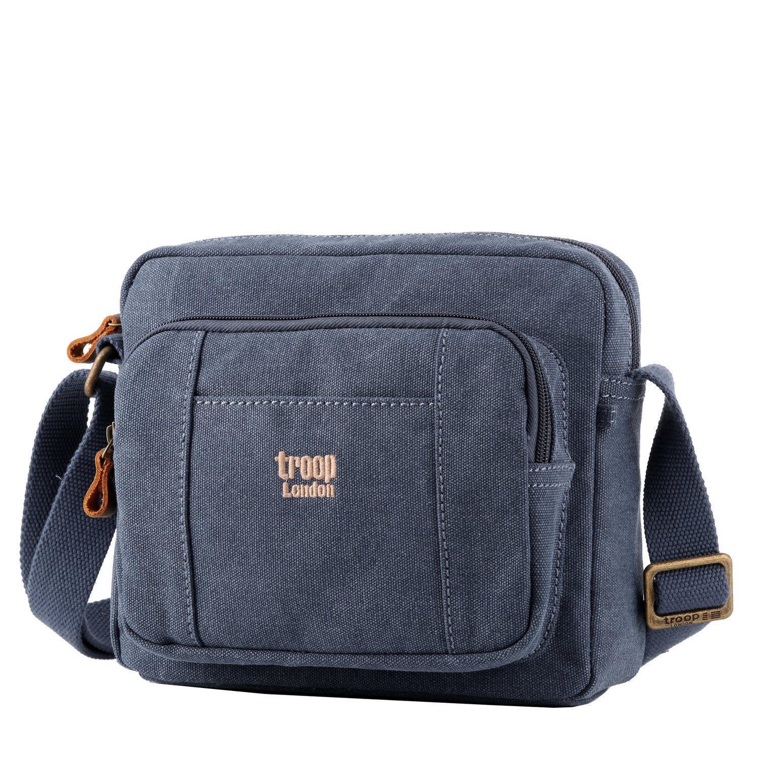Troop London Classic Canvas Crossbody Bag | Leather Trim | TRP0235