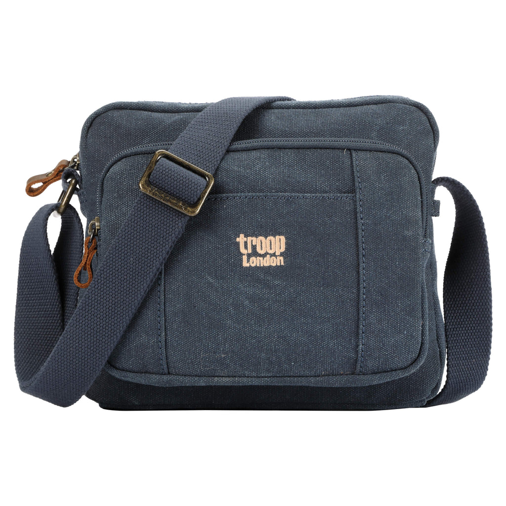 Troop London Classic Canvas Crossbody Bag | Leather Trim | TRP0235
