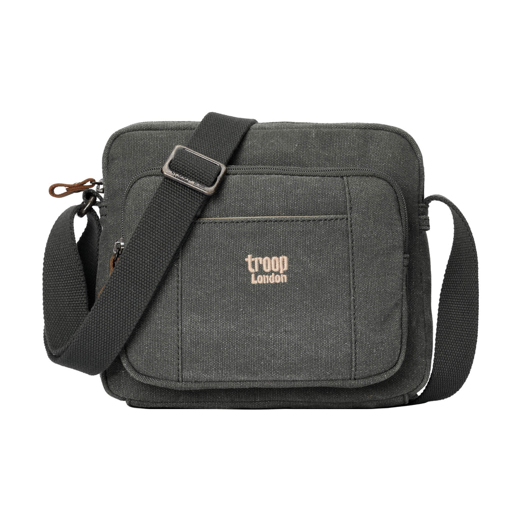 Troop London Classic Canvas Crossbody Bag | Leather Trim | TRP0235
