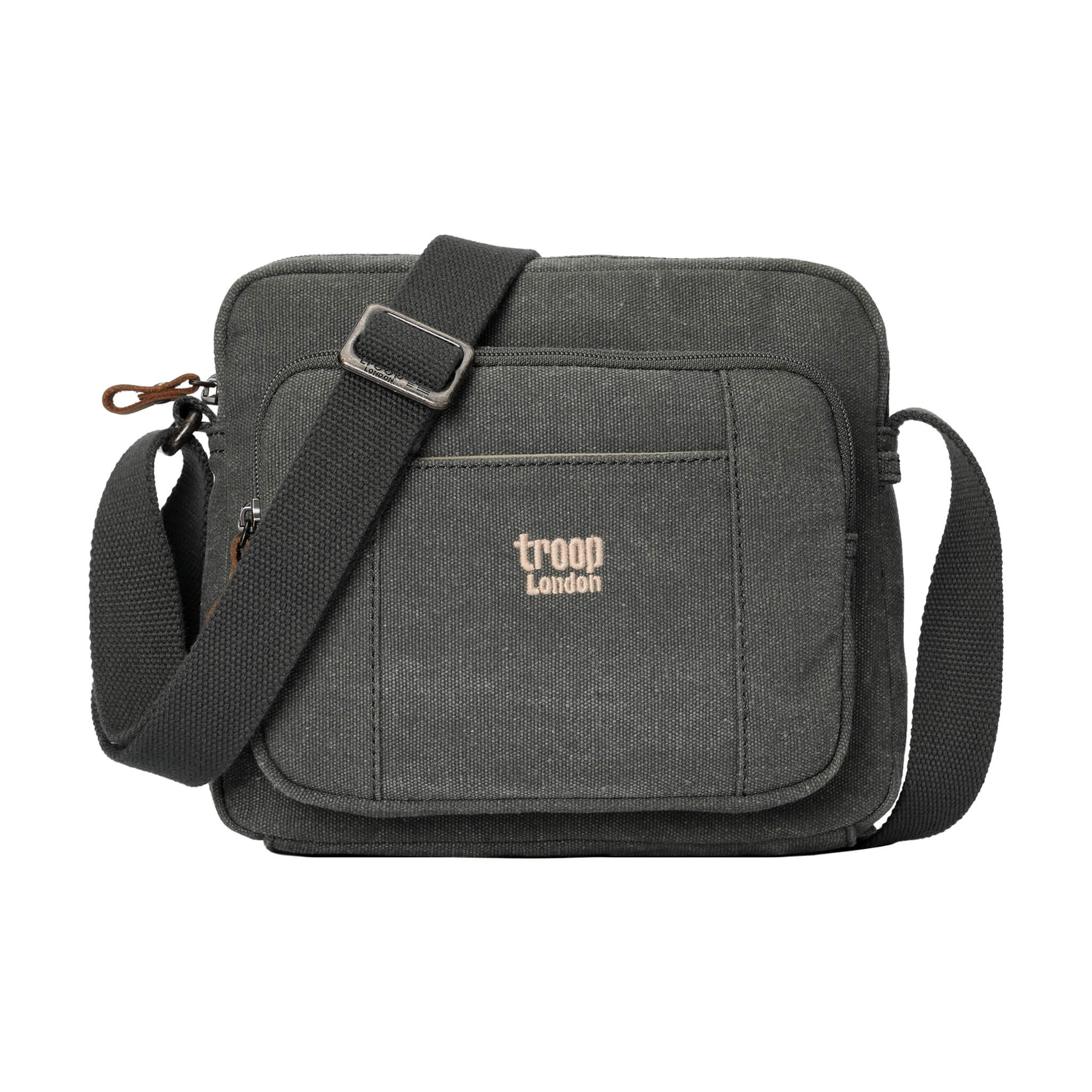 Troop London Classic Canvas Crossbody Bag | Leather Trim | TRP0235