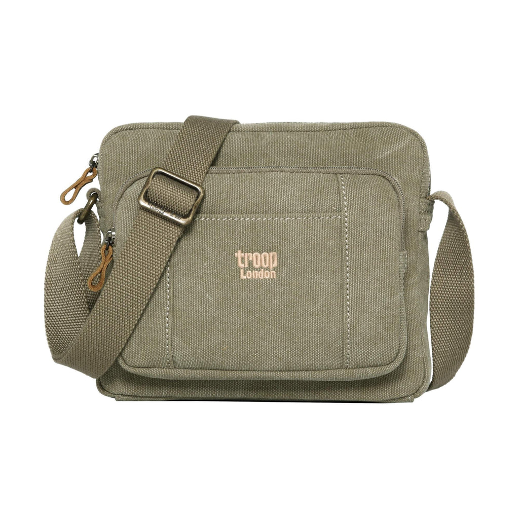 Troop London Classic Canvas Crossbody Bag | Leather Trim | TRP0235