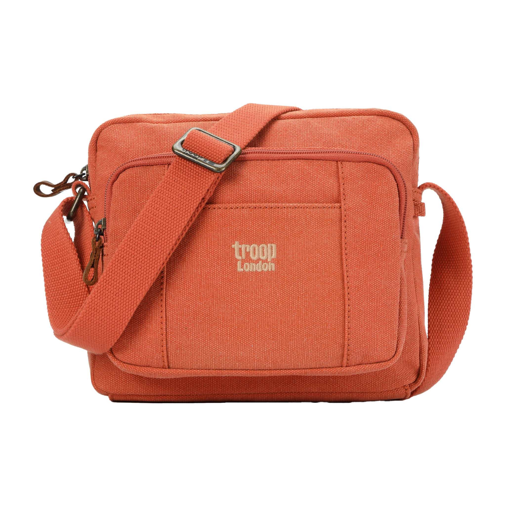 Troop London Classic Canvas Crossbody Bag | Leather Trim | TRP0235