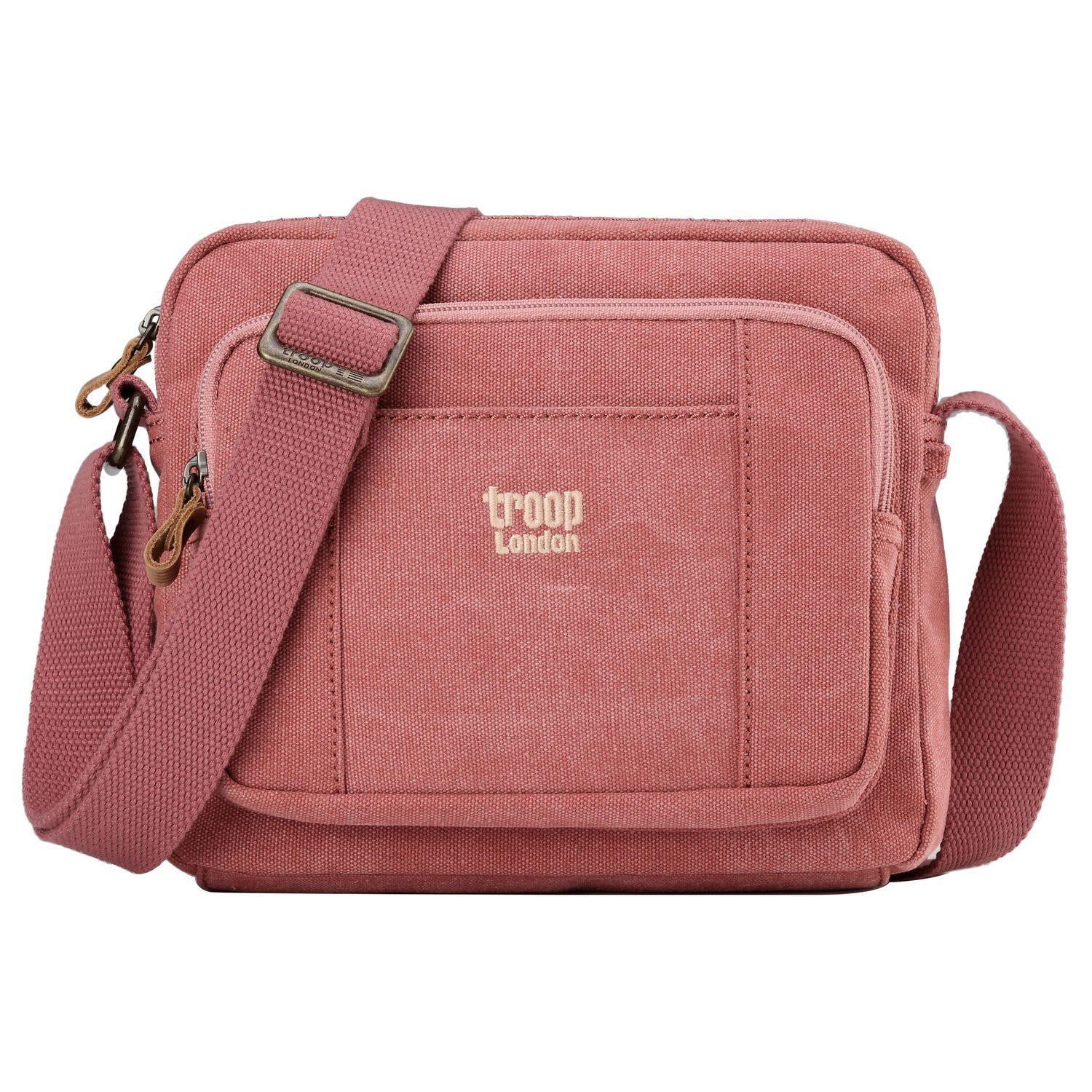 Troop London Classic Canvas Crossbody Bag | Leather Trim | TRP0235